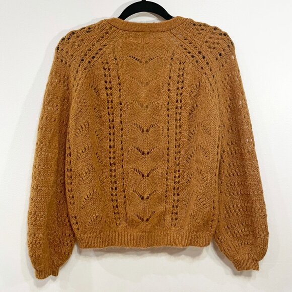 Rare! EUC Sezane Dereck Mohair Merino Cardigan Brown Large - Picture 2 of 7